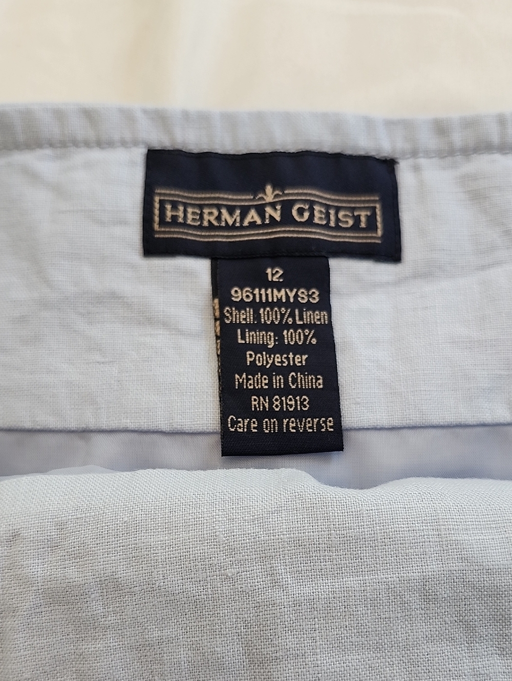 Herman Geist Linen A-line Skirt In Baby Blue - Picture 3 of 9